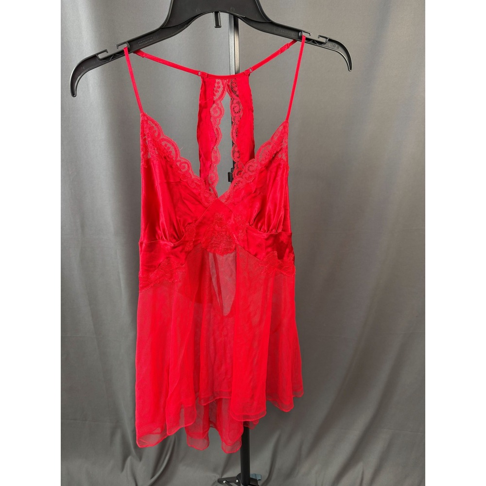 Hard to Find Early 2010s Victoria's Secret Red Lace/Satin Babydoll Women's Small